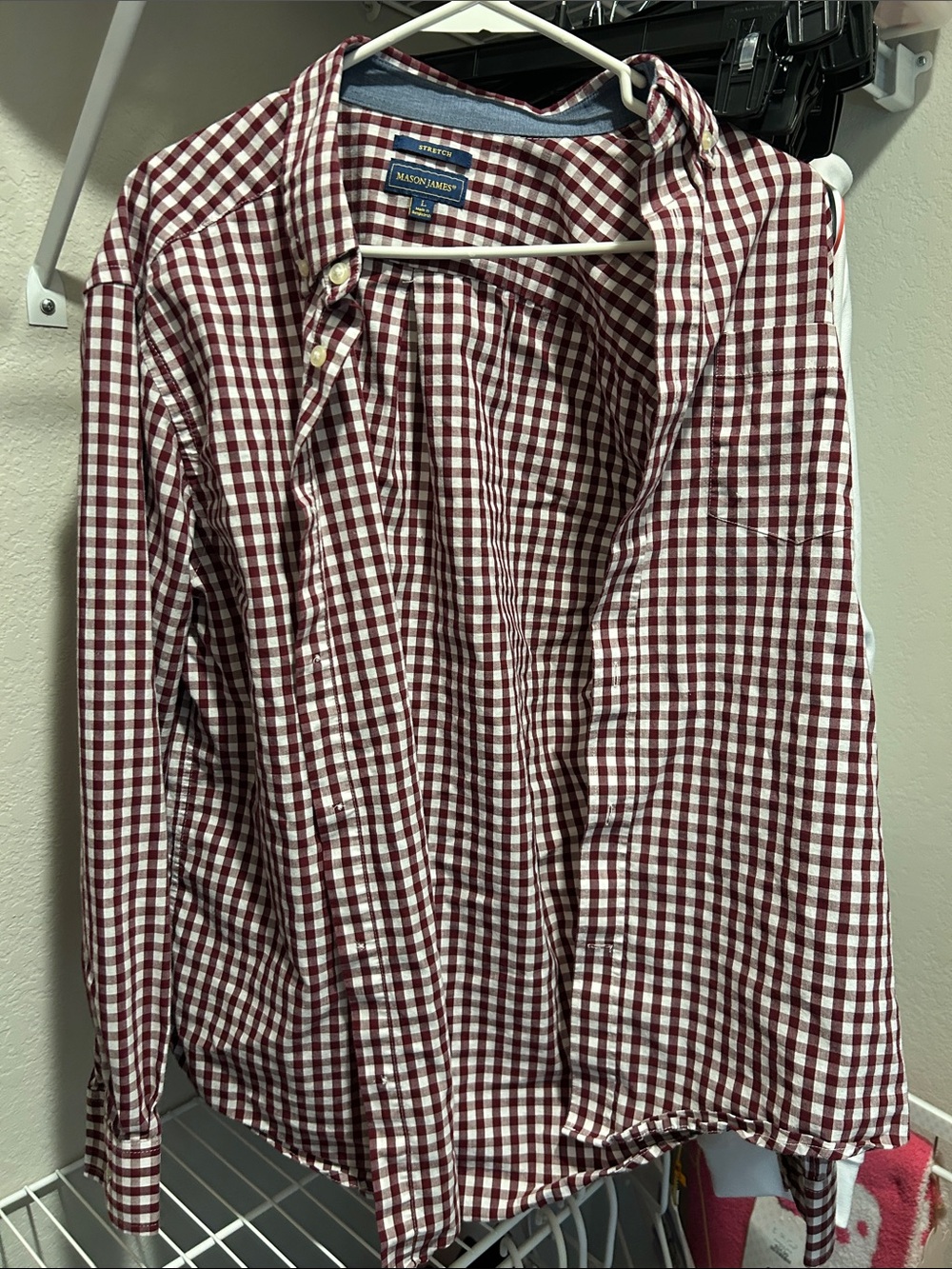 madison james Men’s Burgundy & White Check Button-Down Shirt